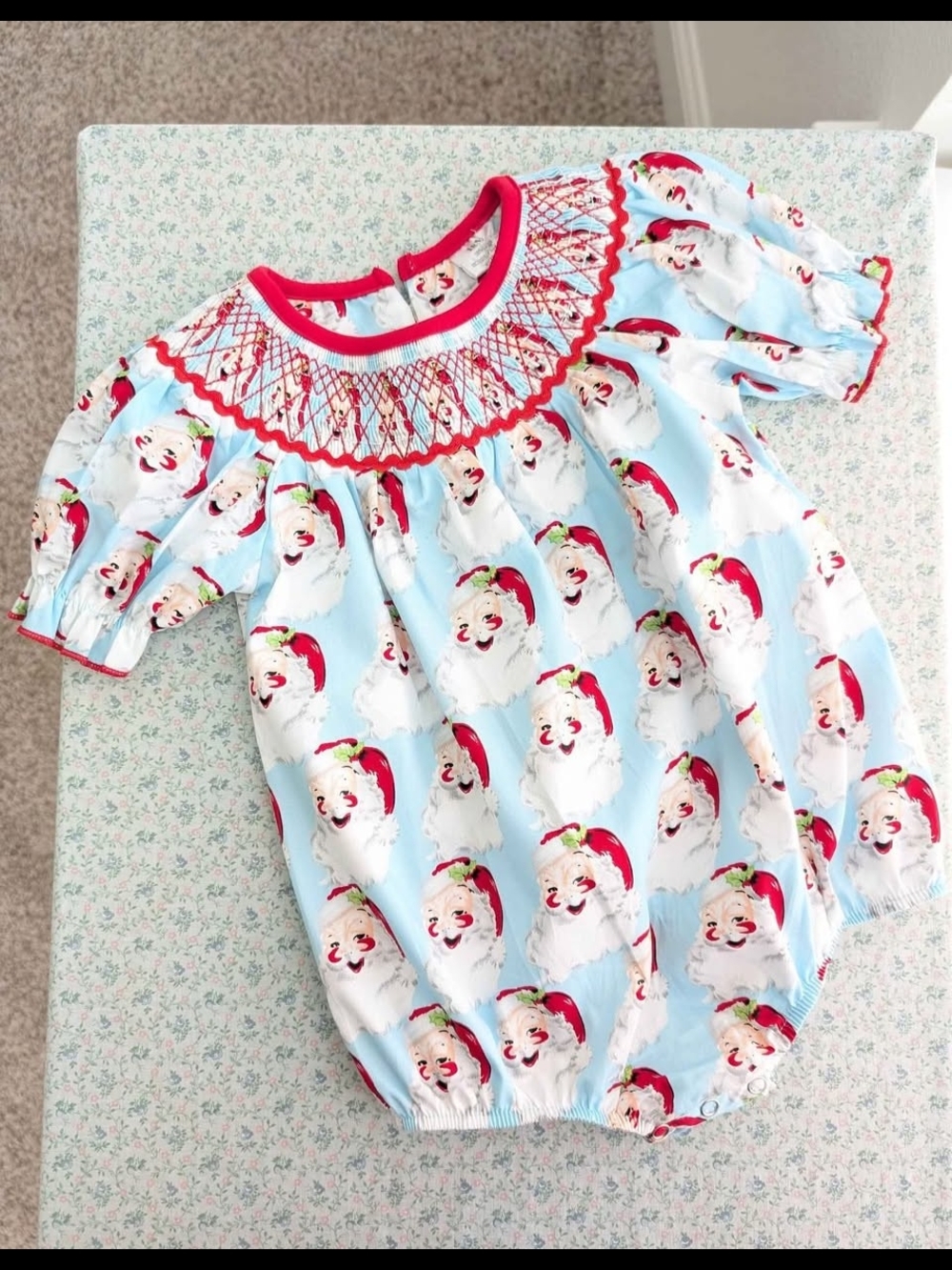 18 Mos Smocked Santa Christmas Bubble